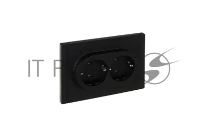 Розетка 2-м СП FORTE&PIANO FP124 16А с заземл. без защ. шторок безвинт. крепл. черный IEK FP-R21-16-1-K02