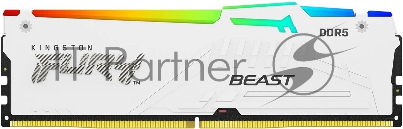 Оперативная память Kingston Fury Beast, DDR5, 16Gb (1x16GB), 5200MHz, CL40, DIMM, с радиатором, RGB, белый