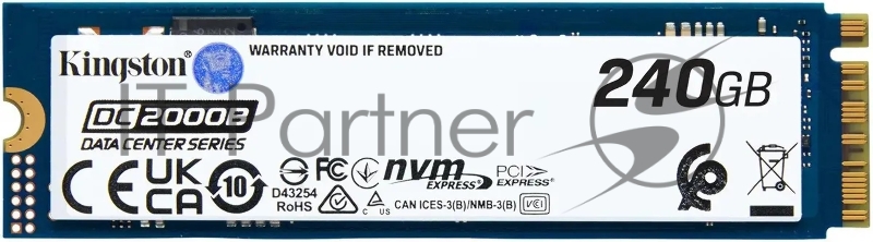 Накопитель SSD Kingston DC2000B, 240Gb, PCIe 4.0 x4, M.2 2280, R/W 4500/400