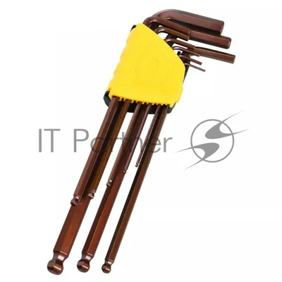 Ключ Deli Набор шестигранных ключей с шаром сверхдлинных Deli DL230809G 9 шт Cr-V, размеры 1,5,2,2,5,3,4,5,6,8,10мм, пластиковый держатель