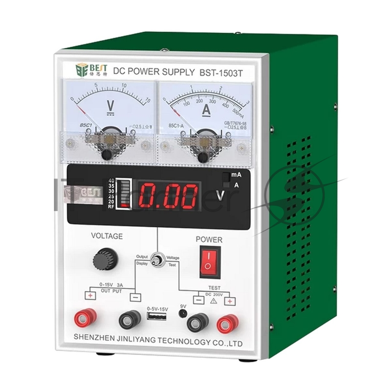 Лабораторный источник питания BESTOOL BST-1503T 15В, 3А, цифровой и аналоговый дисплей, 1 канал