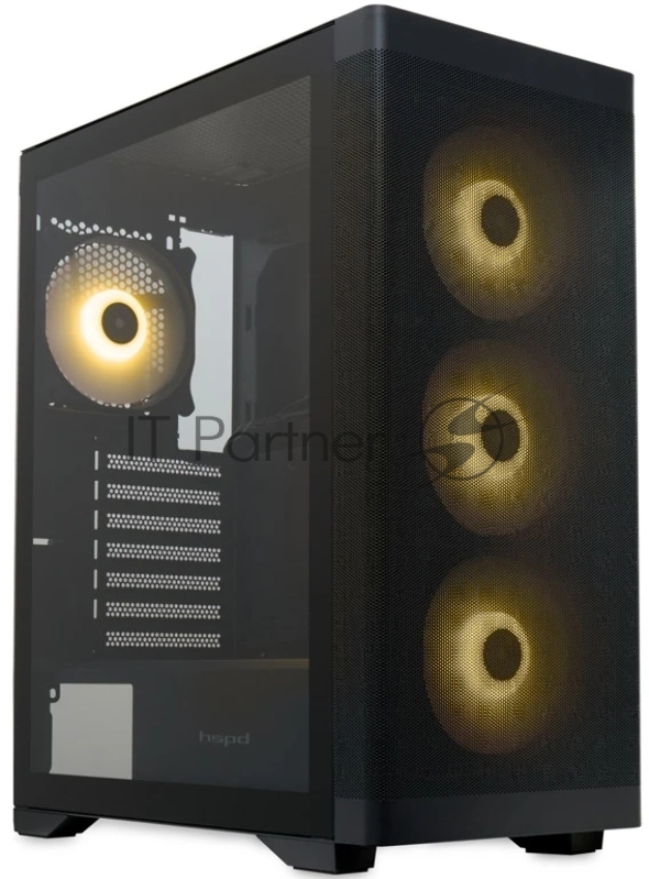 Компьютерный корпус HSPD M520, Mesh Mid Tower, черный, slide TG, 0.45 SPCC, 4x120мм ARGb ATX, mATX, mITX 160/330/184мм 2x2.5", -, 7xPCI 2xUSB-A 3.0, 1xUSB-A 1.0 390x200x449мм