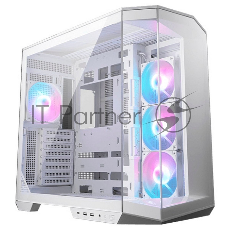 Компьютерный корпус MSI MAG Pano 100R PZ WHITE, Mid Tower, ATX, 2xUSB 3.2 Gen 1, 1xUSB 3.2 Gen2 Type-C, 3x120мм ARGb Reverse Blade Fan, 1x120мм ARGb Fan, ARGb+PWM Control Board,Tempered Glass Window, Brown Box