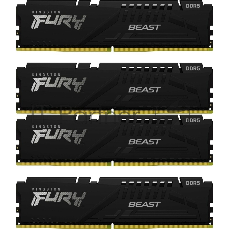 Оперативная память Kingston Fury Beast, DDR5, 128Gb (4x32 Gb), 5600 MHz, CL40, радиатор, черный