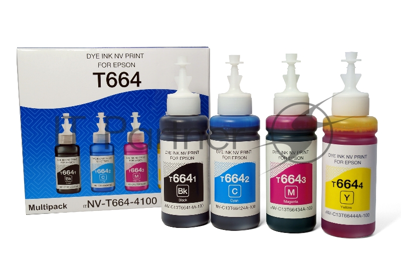 Чернила NVPrint T664 для принтеров Epson, набор 4 цвета по 100 мл совместимые