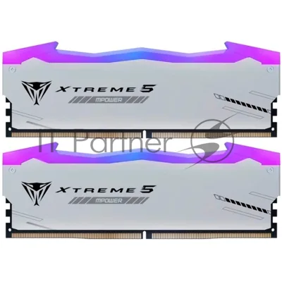Оперативная память Patriot Viper Xtreme 5, DDR5, 48GB (2x24GB), 8000MHz, CL38, DIMM, с радиаторами, RGB, серебристый
