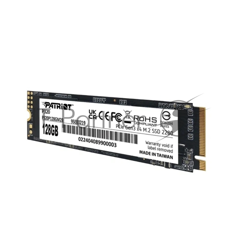 Накопитель SSD Patriot P320, 128Gb, PCIe 3.0 x4, M.2 2280, NVMe, R/W 1600/1000