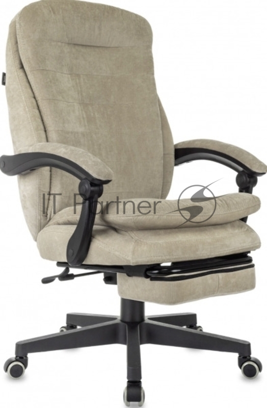 Кресло руководителя Бюрократ T-9950MSG-F Fabric песочный Light-21, крестов. пластик, подст. для ног