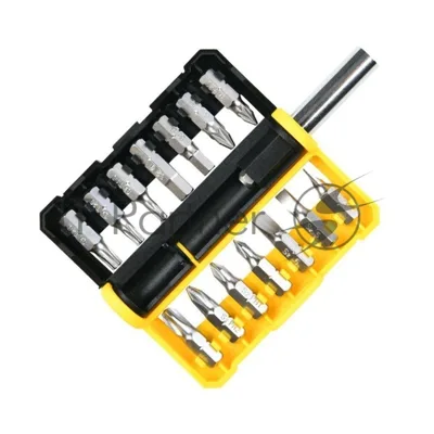 Набор бит 14 шт c держателем Deli DL251201 (SL4,SL5,SL6,PH0,PH1,PH2,PH3,T15,T20,T25,H5,H6,PZ1,PZ2), сталь S2, пласт.держатель