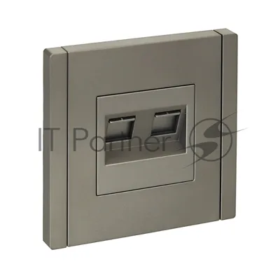 Розетка компьютерная IEK FORTE&PIANO FP534 2-ая RJ45 кат.6 сталь