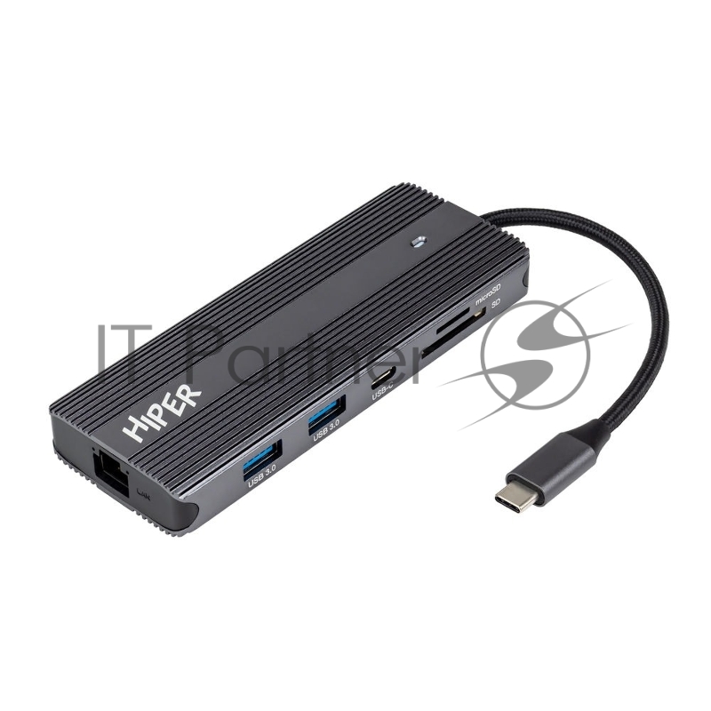 USB-концентратор HIPER HP-DS11-01, USB Type-C, USB Type-C/HDMI/USB-A/microSD/SD/DisplayPort/3.5мм/RJ45, USB