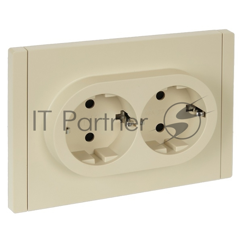 Розетка IEK FORTE&PIANO FP423 2-местная с заземлением с защитными шторками безвинтовое крепление 16А ваниль