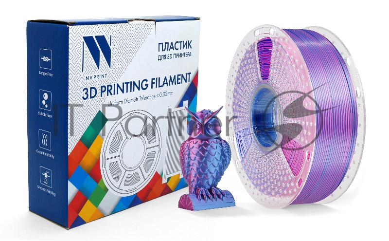 Филамент NVPrint Silk PLA+ Red/Blue для 3D печати диаметр 1.75мм длина 330 метров масса 1 кг