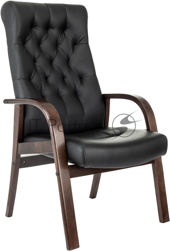 Кресло офисное Бюрократ T-9928WALNUT-CF черный, кожа, на ножках, дерево