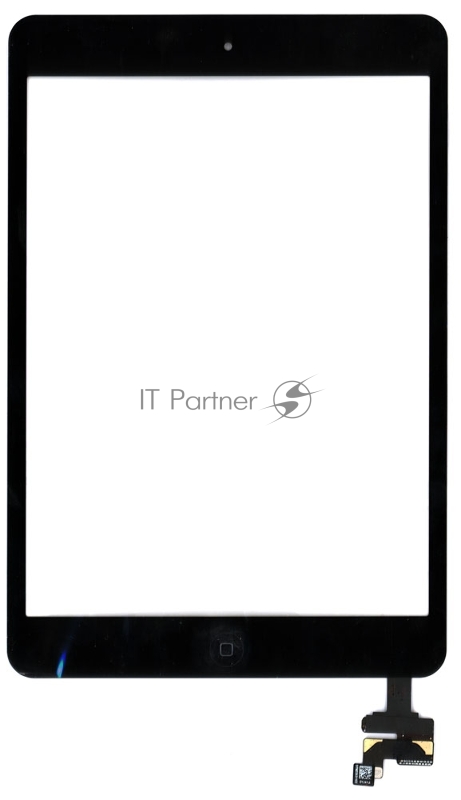 Сенсорное стекло (тачскрин) Ipad mini + stiker + IC с кнопкой Home (A1432 A1454 A1455) черное OEM