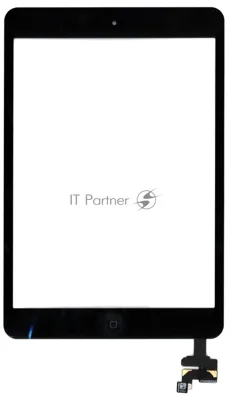 Сенсорное стекло (тачскрин) Ipad mini + stiker + IC с кнопкой Home (A1432 A1454 A1455) черное OEM