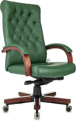 Кресло Бюрократ T-9928Walnut зеленый, кожа