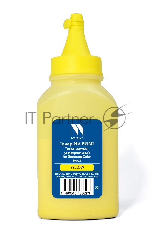 Тонер NVPrint для Samsung Color универсальный Type2 (50г) Yellow совместимый