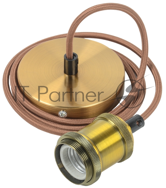 Патрон подвесной E27 со шнуром 1,5м IEK RETRO золото
