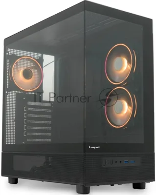 Компьютерный корпус HSPD F710, Panoramic Mid Tower, черный, TG, 0.5 SPCC, 3x120мм ARGb E-ATX, ATX, mATX, mITX 185/395/270мм 2x2.5", 1x3.5", 7xPCI 2xUSB-A 3.0 435x230x457мм
