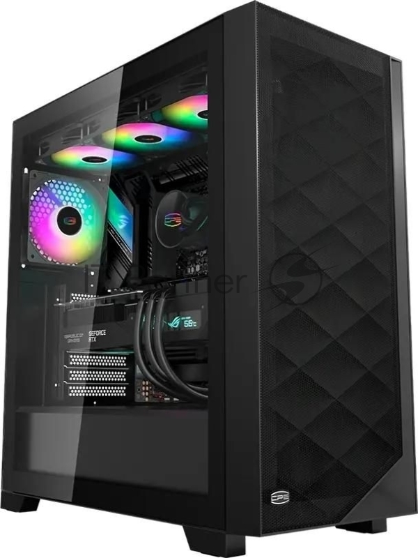 Компьютерный корпус PCCooler C3D510 BK ARGb, Tempered Glass Full Tower, Black, TG, 0.7 SPCC, 3x120мм ARGb E-ATX, ATX, mATX, mITX 170/390/410мм 2x2.5", 2x3.5", 7xPCI 2xUSB-A 3.0 454.8x220x490.6mm