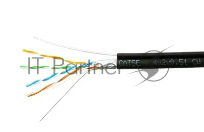 Кабель Cablexpert FPC-5051E-4-CU-OUTR, FTP outdoor 4x2x0.51 на тросу, медный, кат.5e, однож., 305м, coil, черный