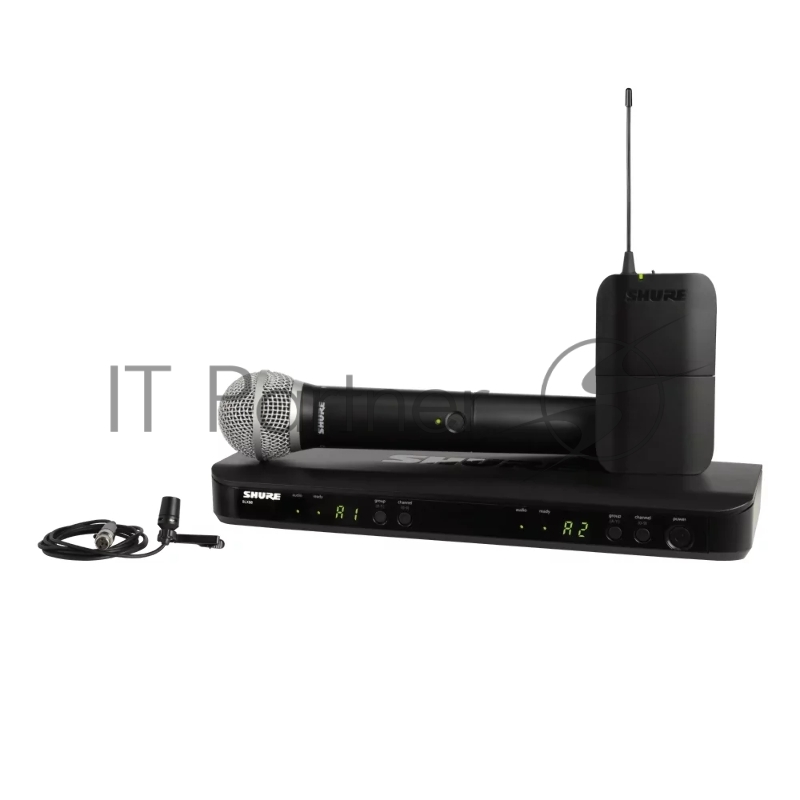 Микрофонная система SHURE BLX1288E/CVL-M17 беспроводная, двухканальная, с ручным передатчиком PG58 и петличным микрофоном CVL-B/C, частота UHF 662-686 МГц