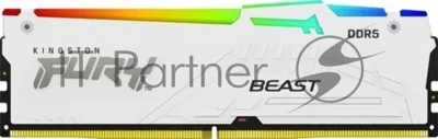 Оперативная память Kingston Fury Beast, DDR5, 16Gb (1x16Gb), 5600MHz, CL40, DIMM, радиатор, RGB, белый