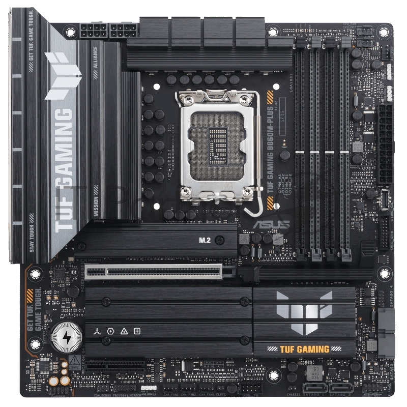 Материнская плата ASUS TUF GAMING B860M-PLUS, LGA1851, Intel B860, 4xDDR5, 4xSATA, 3xM.2, 1xPCIe 5.0 x16, DisplayPort, HDMI, USB Type-C, 1x2.5Gb LAN, 5x3.5 мм, 7.1, microATX