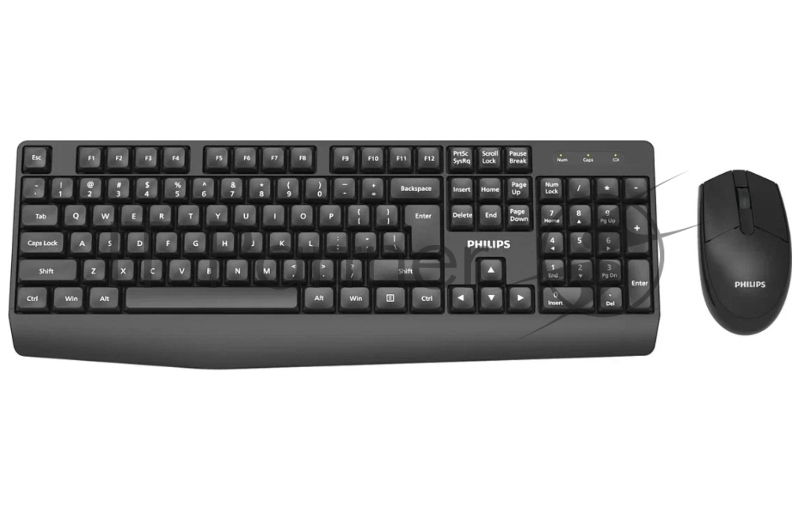 Комплект клавиатура+мышь Philips SPT6337 беспроводной, USB, 1600 DPI, чёрный