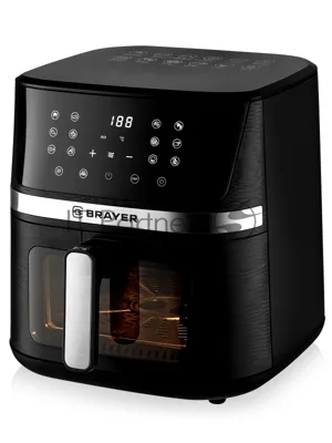 Аэрогриль Brayer 2038BR черный, 1600 Вт, 7 л, сенсор, 12 программ