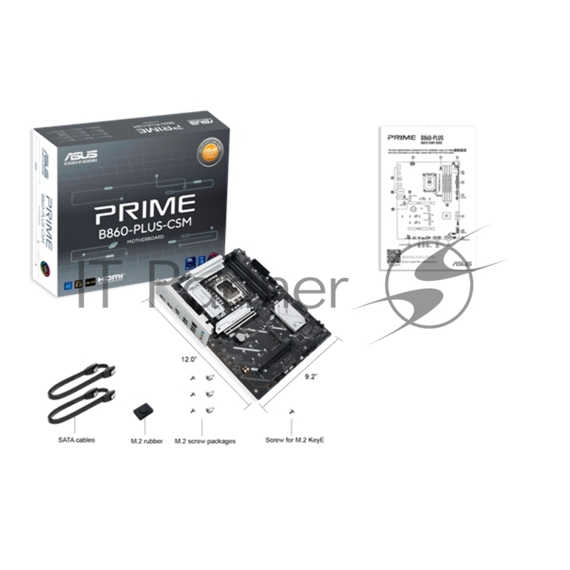 Материнская плата ASUS PRIME B860-PLUS-CSM, LGA1851, Intel B860, 4xDDR5, 4xSATA, 3xM.2, 2xPCIe x16, DisplayPort, HDMI, 1x2.5Gb LAN, USB Type-C, 3x3.5 мм, 7.1, ATX