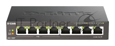 Коммутатор D-Link DGS-1008P/F3A, 8×1 Гбит/с, неуправляемый