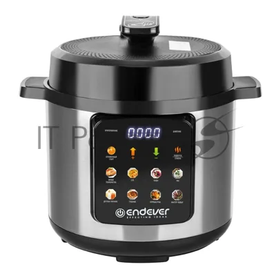 Скороварка-мультиварка электрическая Endever Vita-133 черный/стальной, 1200 Вт, 6 л, 12 авторежимов работы, книга рецептов