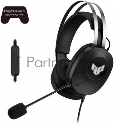 Гарнитура ASUS TUF Gaming H1 Gen II чёрный, проводная, USB, подсветка, совместимость с PS5