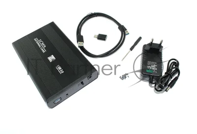 Бокс для жесткого диска 3,5" SATA алюминиевый USB 3.0 черный