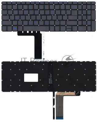 Клавиатура для ноутбука Lenovo IdeaPad L340-15 серая с голубой подсветкой