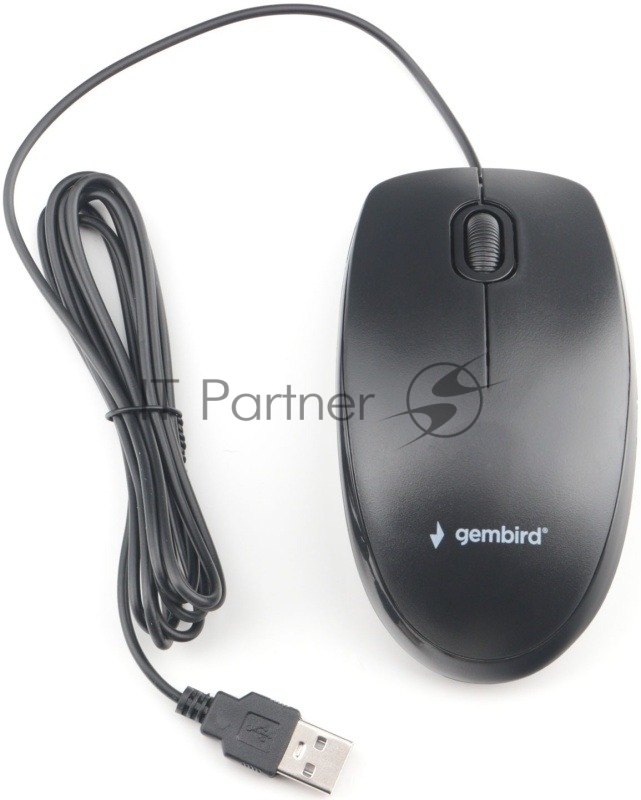 Мышь проводная Gembird MOP-200 черный, 1000 dpi, USB, кнопки - 3