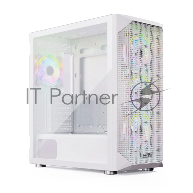 Компьютерный корпус ABR Quantum белый (1хUSB Type-C, 2хUSB 2.0, HD Audio, 4xRGb Fan, ATX, E-ATX)
