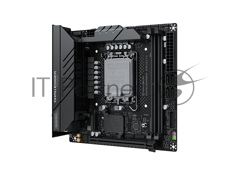 Материнская плата MAXSUN Challenger H810ITX WIFI, LGA 1851, Intel H810, 2xDDR5, 4xSATA, 2xM.2, 1xPCIe 5.0 x16, HDMI, 2xDisplayPort, 1x1Gb LAN, Wi-Fi 6, Bluetooth, 3x3.5 мм, 5.1, Mini-ITX
