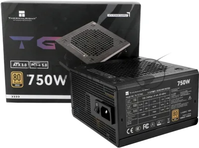 Блок питания Thermalright, 750W 80+ Gold (ATX, 3.0, PCIe 5.0, Non-modular, 1x24(20+4)pin, 1xCPU 8(4+4)pin, 2xPCIe*2 8(6+2)pin, 5xSATA3, 1x12+4pin (12VHPWR PCIe 5.0 12+4pin 600mm), 3xMOLEX4pin, Active, 120x120мм, 150x140x86mm, APFC, black)
