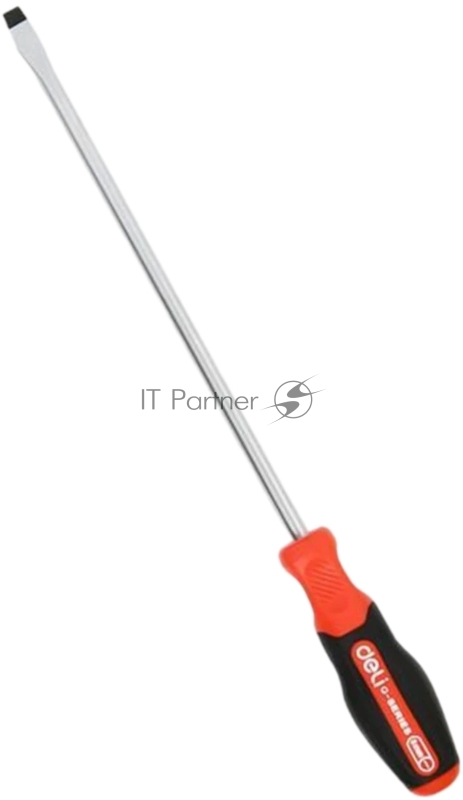 Отвертка шлицевая DELI DL3451 SL8x200мм сталь S2, матовый стержень, двухкомпонентная прорезиненная рукоять