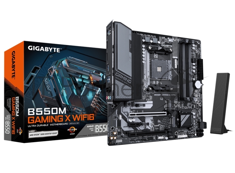 Материнская плата Gigabyte B550M GAMING X WIFI6, AM4, AMD B550, 4xDDR4, 4xSATA, 2xM.2, 2xPCIe x16, DisplayPort, HDMI, 1xGb LAN, 6xUSB, 3x3.5 мм, 7.1, microATX