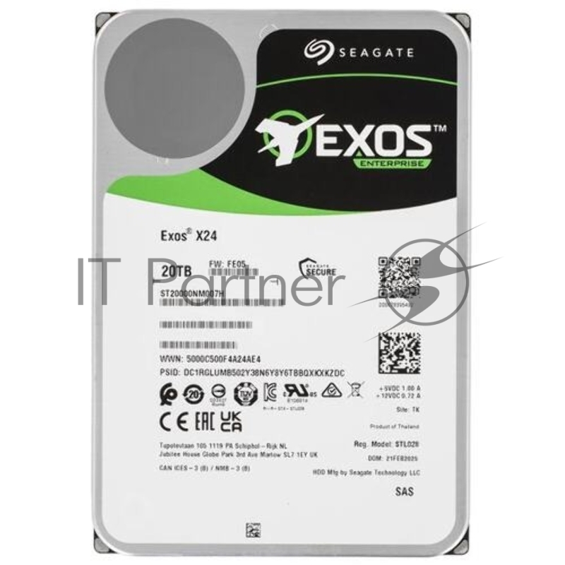 Жесткий диск HDD Seagate Exos X24 20Tb 7200rpm SAS 512Mb 3.5"