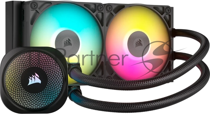 Система жидкостного охлаждения Corsair iCUE LINK TITAN 240 RX RGb (240мм, черный, RGb/ Fans: 2x120мм, 73.5CFM, 36dBA, 2100RPM/ S: 1851, 1700, AM5, AM4)