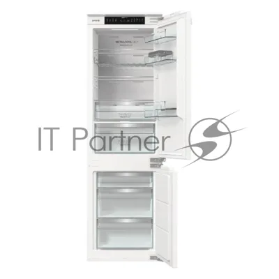 Встраиваемый холодильник Gorenje NRKI517E82WF, полезный объем 244 л, электронное управление, цифровой дисплей, автоматическое размораживание No Frost, быстрое замораживание, интенсивное охлаждение, зона свежести с контролем влажности, инверторный компрессор, энергоэффективность А+