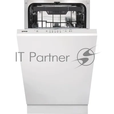 Посудомоечная машина встраиваемая Gorenje GV520D17S, загрузка 10 комплектов, стандартный мотор, регулировка верхней корзины по высоте, 3 корзины, кнопочное управление, звуковой сигнал завершения цикла, автооткрывание дверцы, половинная загрузка, полный AquaStop, энергоэффективность А+++, уровень шума 47 дБ, белый