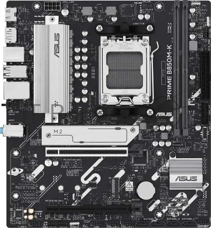 Материнская плата ASUS PRIME B850M-K, AM5, AMD B850, 2xDDR5, 4xSATA, 2xM.2, 1xPCIe 5.0 x16, DisplayPort, HDMI, 1x2.5Gb LAN, 3x3.5 мм, 7.1, microATX
