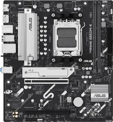Материнская плата ASUS PRIME B850M-K, AM5, AMD B850, 2xDDR5, 4xSATA, 2xM.2, 1xPCIe 5.0 x16, DisplayPort, HDMI, 1x2.5Gb LAN, 3x3.5 мм, 7.1, microATX