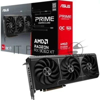Видеокарта ASUS AMD Radeon RX 9060 XT Prime OC, 16 GB GDDR6, 128 bit, 3xDisplayPort, HDMI, GPU 1800 MHz